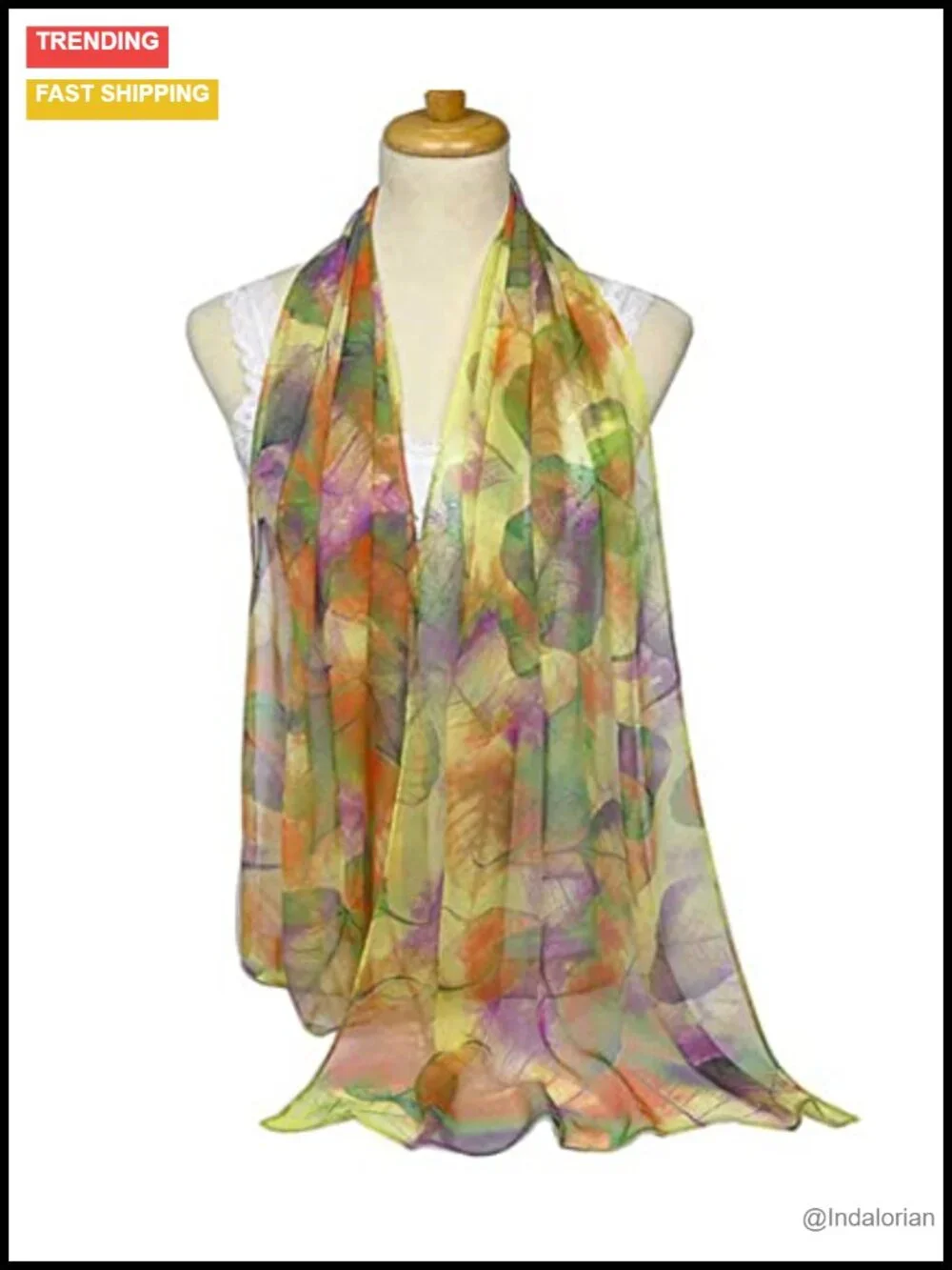 Elegant Floral Pattern Lightweight Sheer Scarf Shawl Wrap